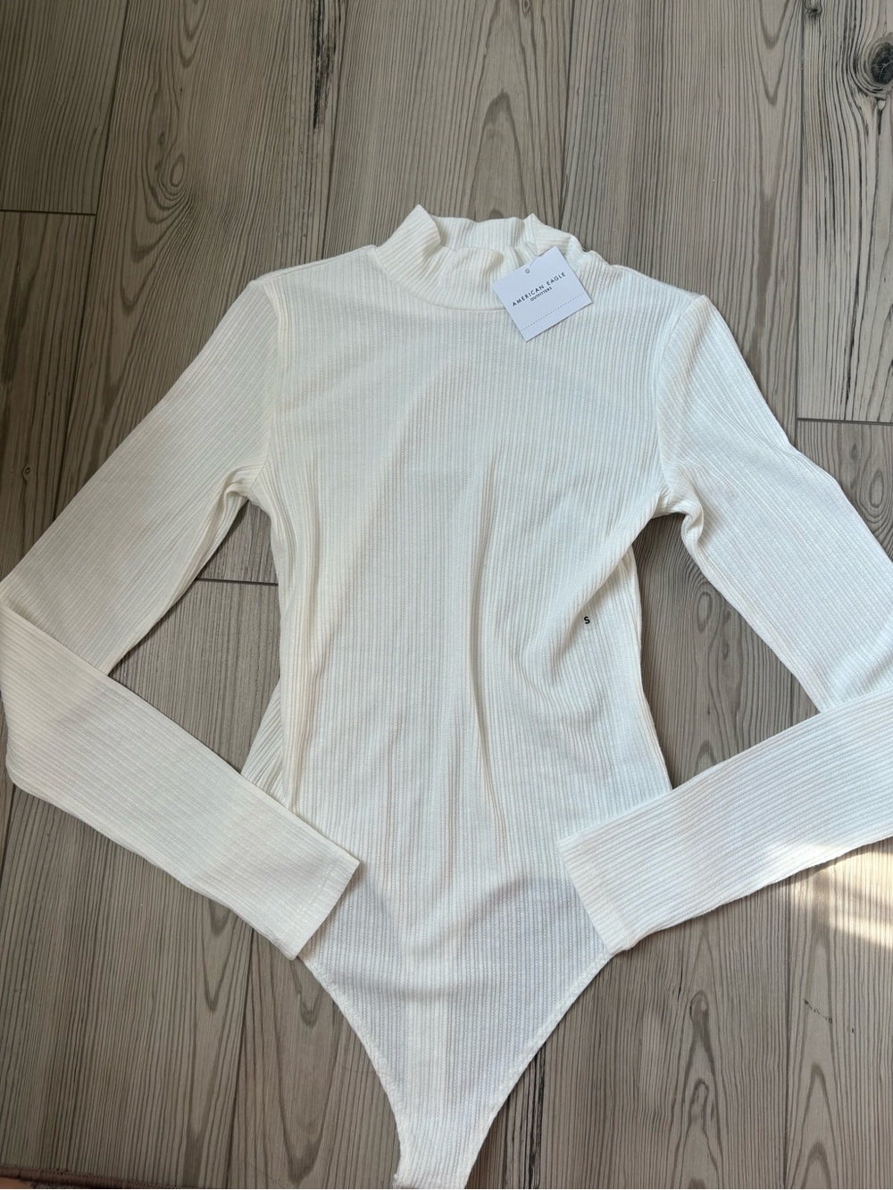 NWT American Eagle White Ribbed Bodysuit Size Small